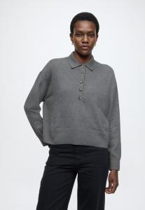 Джемпер Marc O'Polo DENIM KNIT POLO PULLOVER, LONGSLEEVE, BUTTONS, Asphalt Melange/Light Grey