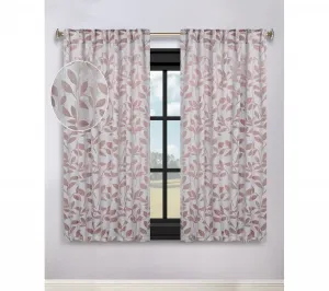 Комплект штор в современном богемном стиле с узором из листьев, 132 смx 160 см Superior, шампань