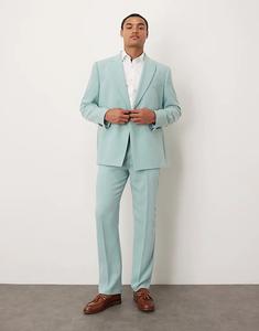 Прямые брюки ASOS DESIGN из льняного материала синего твила