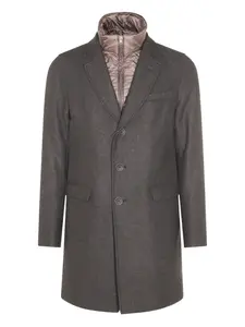 Однобортное многослойное пальто Herno, серый