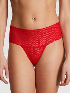 Трусики-Стринги Wink с широкой талией Pink, heart lace red pepper