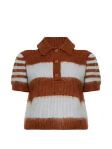 Рубашка поло в полоску Allsaints, коричневый