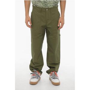 Широкие брюки из хлопка с логотипом на пуговицах Marcelo Burlon, Green