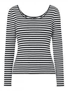 Pieces Футболка с длинными рукавами "Китт" в черно-белом цвете