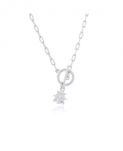 Серебряное ожерелье с подвеской-скрепкой в виде божьей коровки Simona, silver