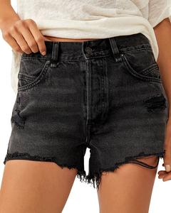 Джинсовые шорты Now or Never с рваным краем Free People, черный