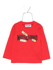 Толстовка Moschino Kids с длинными рукавами и принтом карандаша, красный