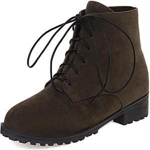 Женские повседневные ботильоны на низком каблуке с круглым носком, застежкой на шнуровку, из замши, на зиму и осень, стильные короткие ботинки JOEUSTY, Army Green