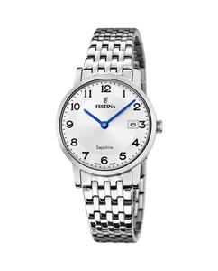 F20019/4 Женские часы из серебряной стали швейцарского производства Festina, серебро