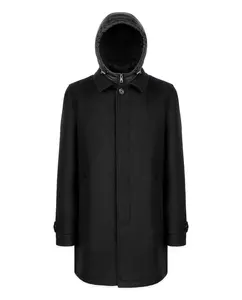 Длинное мужское пальто с капюшоном и ветронепроницаемой защитой Geox, черный