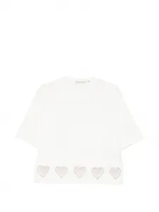 Футболка Evan с вырезами в форме кристальных сердец Alice + Olivia, бежевый