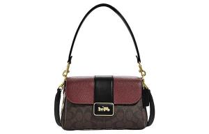 Коуч Сумка через плечо из искусственной кожи с овчиной коричнево-красная