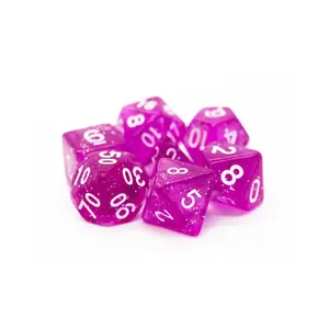 Poly Set полупрозрачный пурпурный с белым (7), Acrylic-Resin Dice - Sparkle
