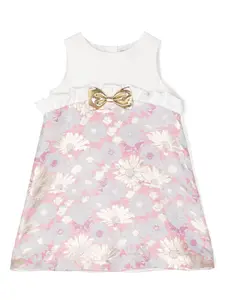 Платье с цветочным принтом и бантом Hucklebones London, розовый