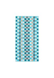Уникальные махровые полотенца в клетку 942 Cawö, бирюзовые, 44