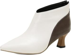 Женские ботильоны DINTAHA на низком каблуке с заостренным носком, короткие ботинки на низком каблуке, White