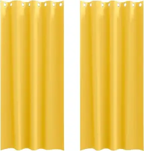 Плотные шторы с кольцами, 2 шт., горчично-желтый, 245 x 140 см vidaXL