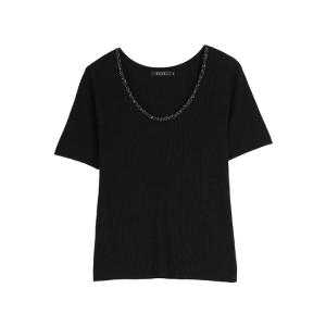 ELLE Футболка Women's Black Crew Neck Moderate Straight Fit