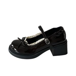 Alxnan Женские туфли Мэри Джейн на массивном каблуке черные, цвет Black