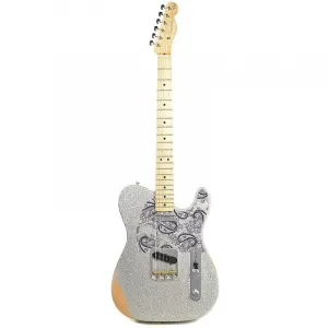 Электрогитара Fender Brad Paisley Road Worn Telecaster, гриф из клена, серебристый блеск