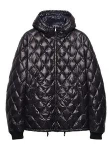 Стеганая куртка с капюшоном Prada, черный