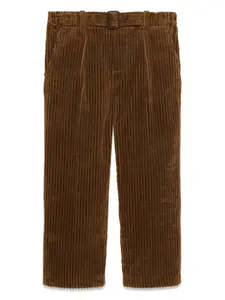 Вельветовые брюки с нашивкой-логотипом Gucci Kids, коричневый
