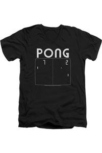 Футболка Atari Pong Screen с коротким рукавом и V-образным вырезом для взрослых из хлопка премиум-класса Gildan, черный