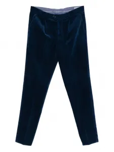 Вельветовые брюки со складками Brunello Cucinelli, синий