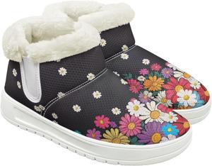 Зимние сапоги для женщин, женская обувь для путешествий, пушистые ботинки для ходьбы, кроссовки с пушистым воротником Cugasmaru, Daisy Floral