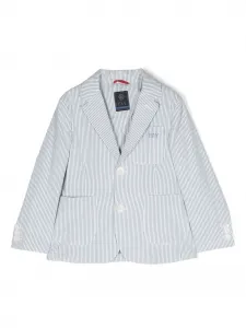 Однобортный блейзер в полоску Fay Kids, синий