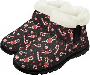 Зимние ботинки для малышей для мальчиков и девочек, утепленные и очень легкие с плюшевой подкладкой и подошвой с противоскользящим эффектом Chririnla, Christmas Candy Cane