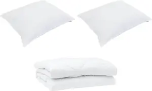 Летнее одеяло с подушкой, 3 шт., белое, микрофибра vidaXL