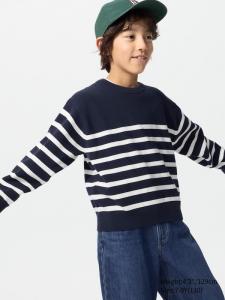 Моющийся джемпер Milano Rib (в полоску) Uniqlo, 69 navy