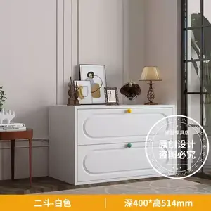 Yu Senyi Комод 100 см для гостиной и спальни из металла, 2 ящика, белый овальной формы