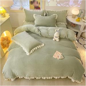 KYTGFH Комплект постельного белья Luxury двусторонний плюш зеленый Green