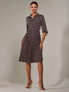 Рубашка-платье с абстрактным цветочным принтом на пуговицах Jolie Moi, Navy