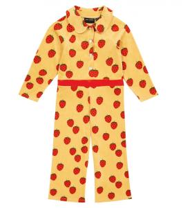 Велюровый комбинезон с принтом Mini Rodini, желтый