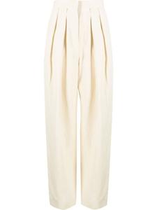 Stella McCartney брюки с завышенной талией и складками, нейтральный цвет