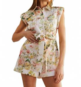 Цветочный хлопковый ромпер в белых цветах ENDLESS BLU.