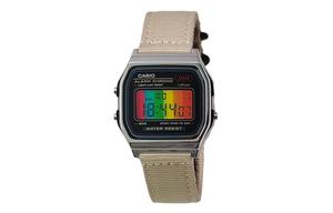 CASIO Мужские часы Retrofit Series с кварцевым механизмом и нейлоновым ремешком, черный циферблат