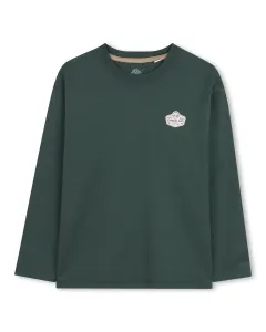 Детская хлопковая футболка Timberland, темно-зеленый