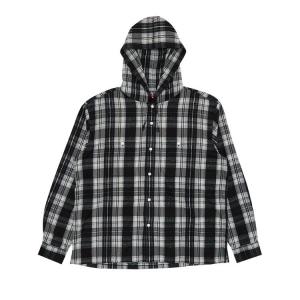 Рубашка Supreme Printed Hooded Flannel Shirt, черный