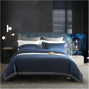 MUORREY Комплект постельного белья из египетского хлопка 1000TC с вышивкой Blue