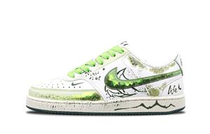 Nike Кроссовки Court Vision Green Meadow Chronicles с антискользящим покрытием, износостойкие, низкие, для скейтбординга, унисекс, белые, зеленые