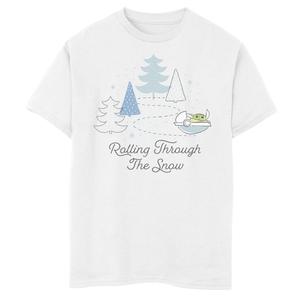 Футболка с надписью «Мандалорец, катящийся по снегу» для мальчиков 8–20 лет Star Wars