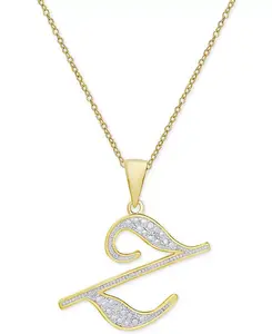Ожерелье с кулоном-инициалом в форме бриллианта, 18 дюймов, из серебра, золота и розового золота Macy'S, z/gold