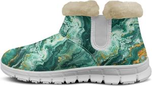 Женские зимние мини-сапожки Howilath с утеплителем, модные пушистые зимние ботинки для путешествий и зимнего отдыха, Green Marble Stripe