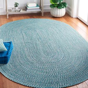 SAFAVIEH Braided Collection ковер, 122 x 183 см, Teal & Green, ручной работы в стиле фермерского дома, идеален для помещений с высокой проходимостью в гостиной, спальне (BRA201K)