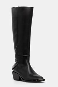 Женские сапоги Steve Madden высокие кожаные с острым носком, черный