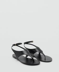 Женские сандалии с кожаными ремешками MANGO, Black